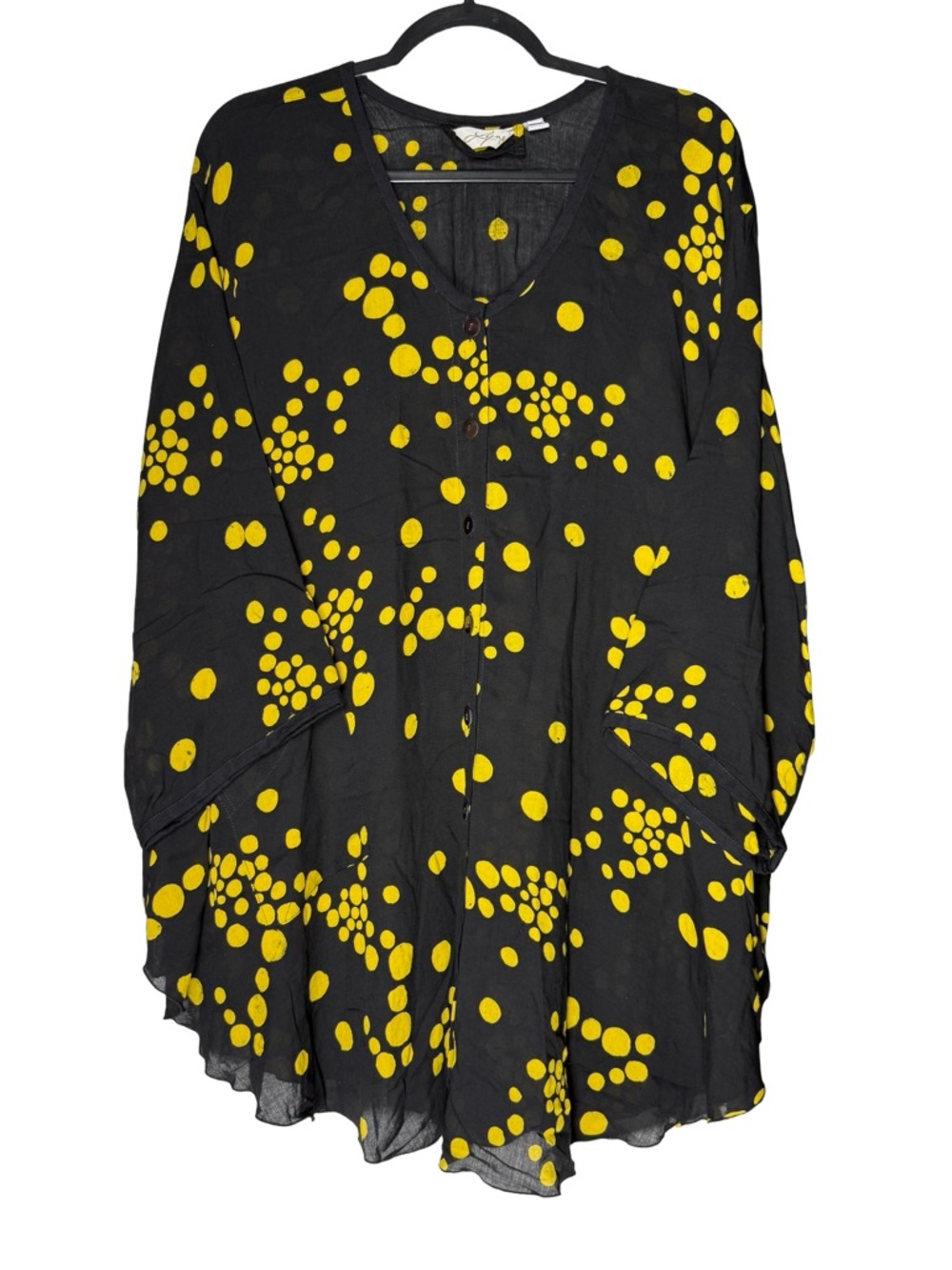 LYNG Top Women’s 2X Artsy Lagenlook Oversized Flowey Polka Dot Boho Statement